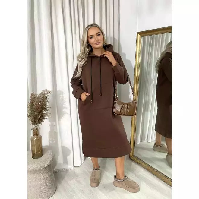 Kangaroo Pocket Long Loose Hoodie