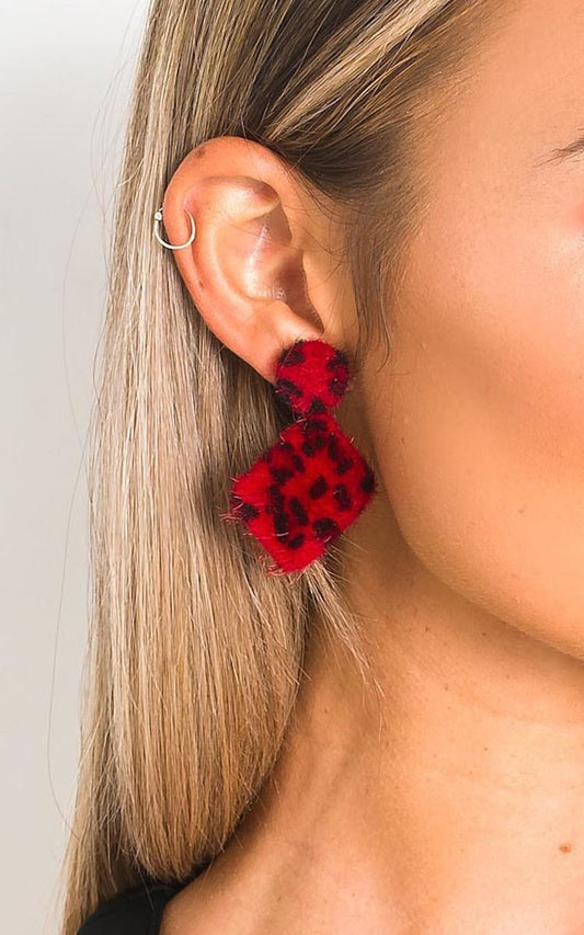 Leopard Print Fuzzy Earrings