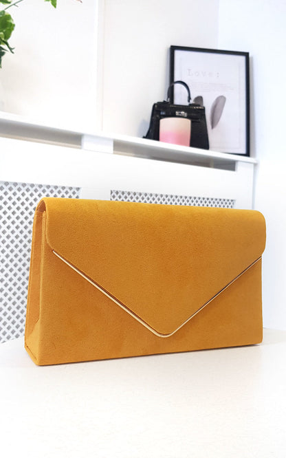 Faux Suede Envelope Clutch Bag