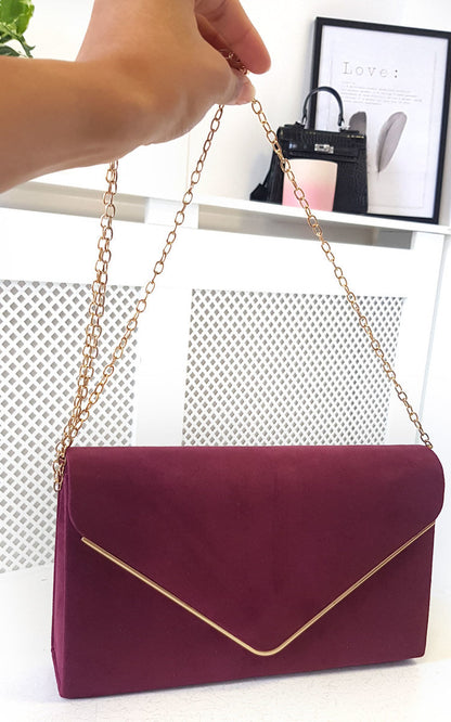 Faux Suede Envelope Clutch Bag