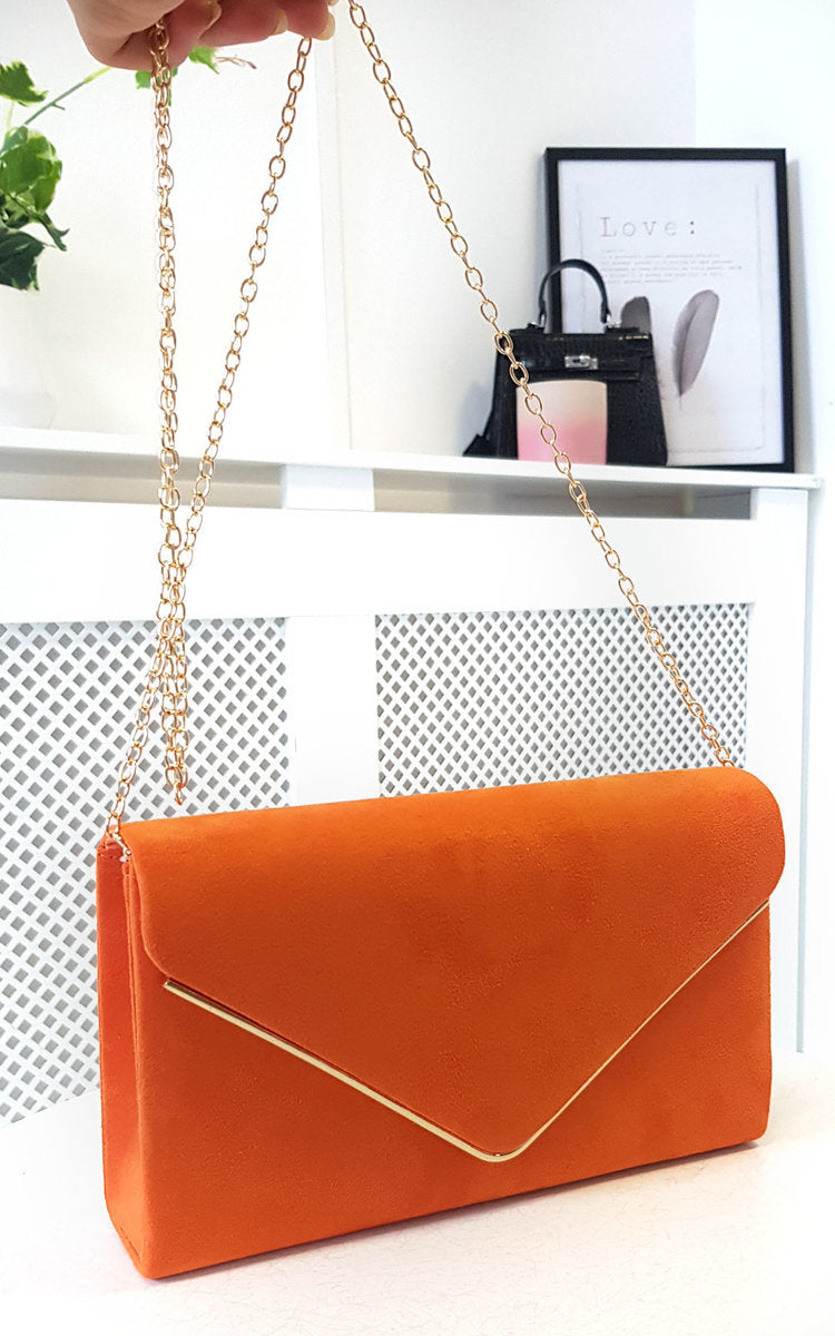 Faux Suede Envelope Clutch Bag