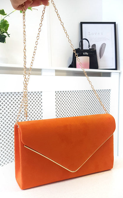 Faux Suede Envelope Clutch Bag