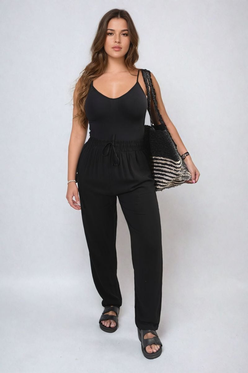 Drawstring High Waist Trouser with Side Pockets