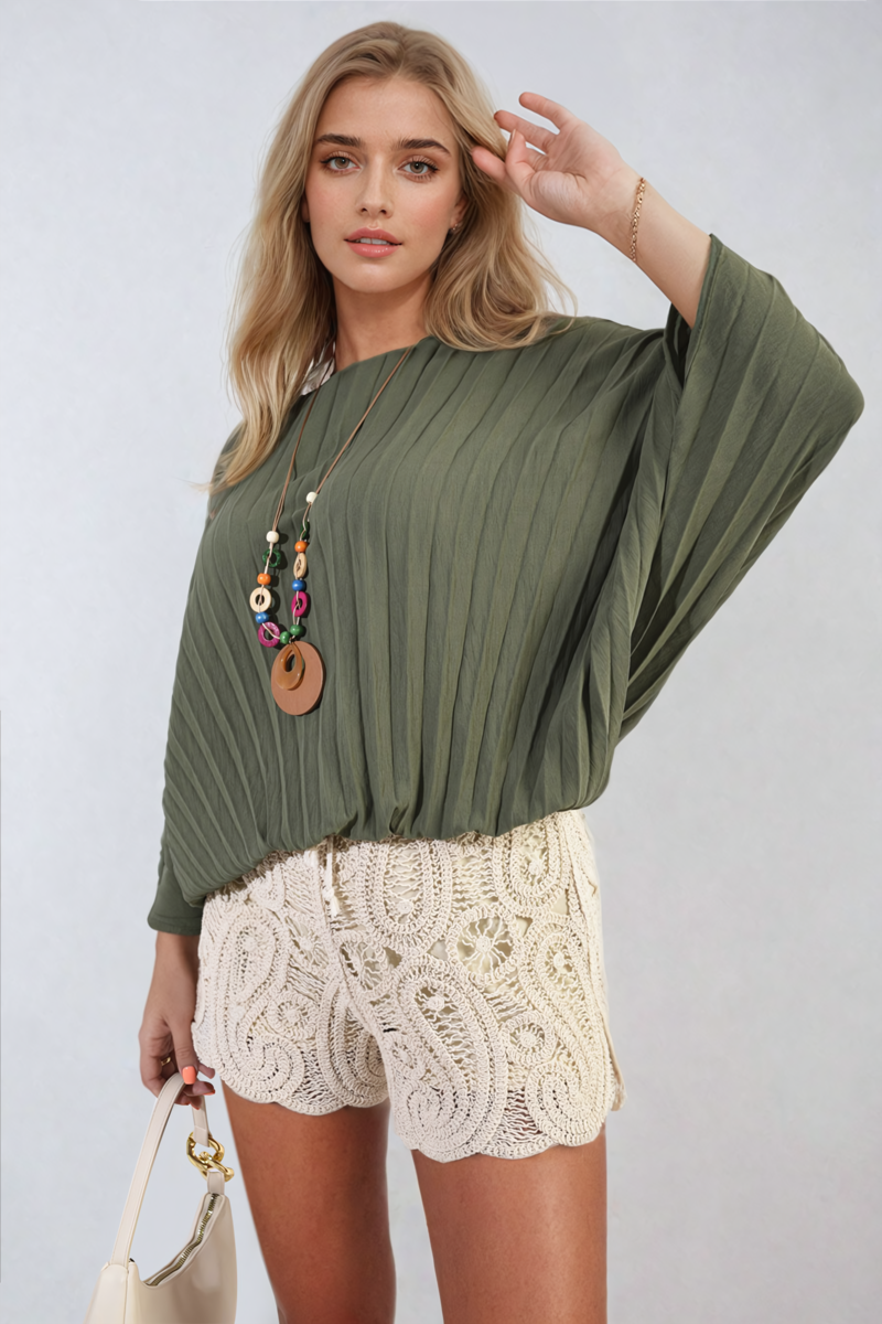 Batwing Oversized Pleated Top