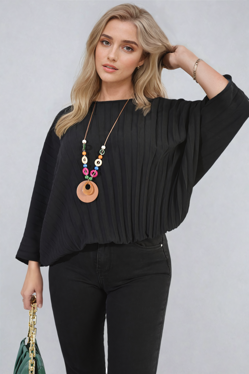 Batwing Oversized Pleated Top