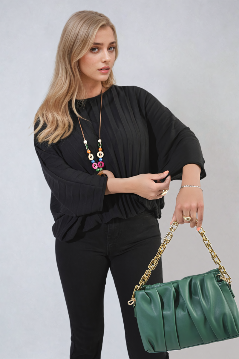 Batwing Oversized Pleated Top