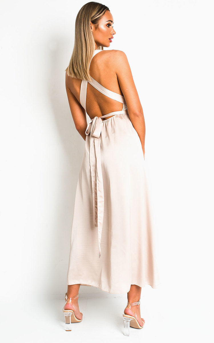 Backless Sequin Midi Dress