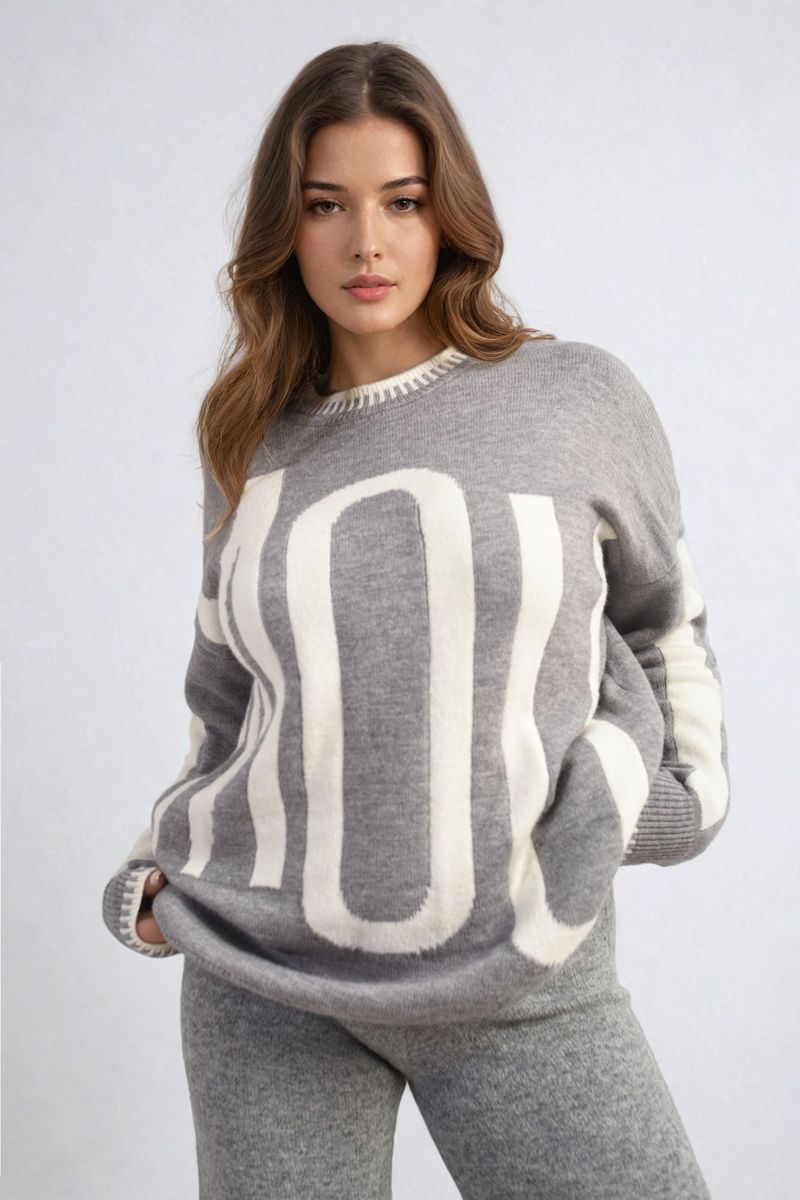 Amour Graphic Long Sleeve Knitted Jumper