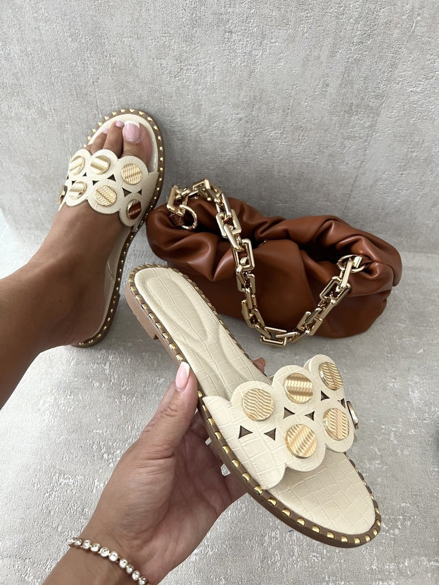 Studded Strap Flat Sandals